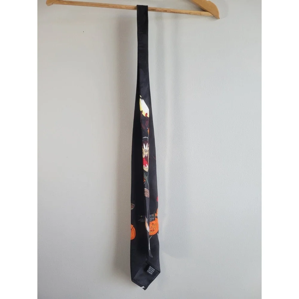 Vtg Looney Tunes Mania Halloween Tie Bugs Bunny‎ Tasmanian Devil Pumpkins 1995
